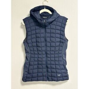 Arc'teryx Goose Down Hooded Puffer Vest Womens Large Blue Outerwear Quilted